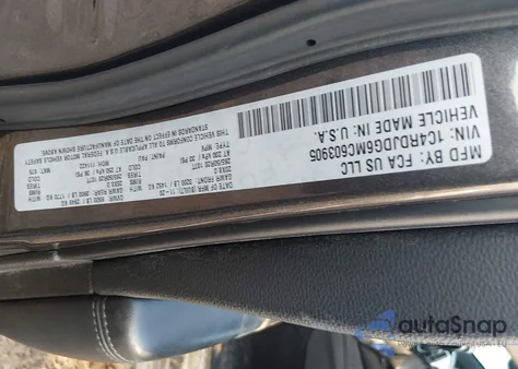 2021 Dodge Durango Gt Plus Awd z USA, uszkodzony, nr VIN 1C4RDJDG6MC603905